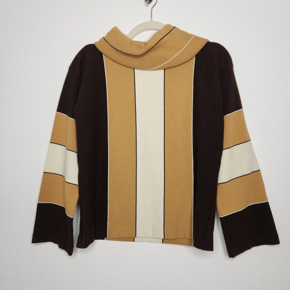 Vintage 70s Womens Sweater Stipe Duet Small Medium Groovy Hippie Rockabilly